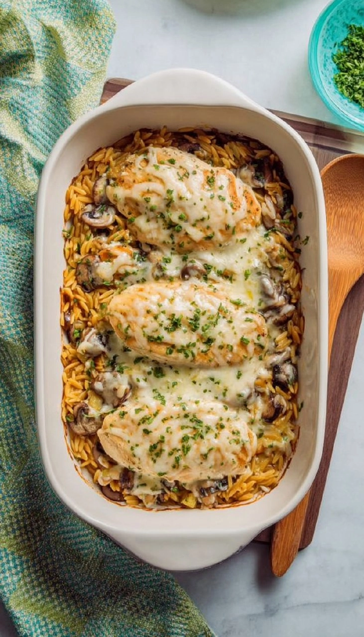 Creamy Chicken Orzo Bake