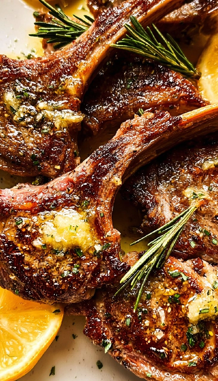 Garlic Rosemary Lamb Chops with Lemon Butter