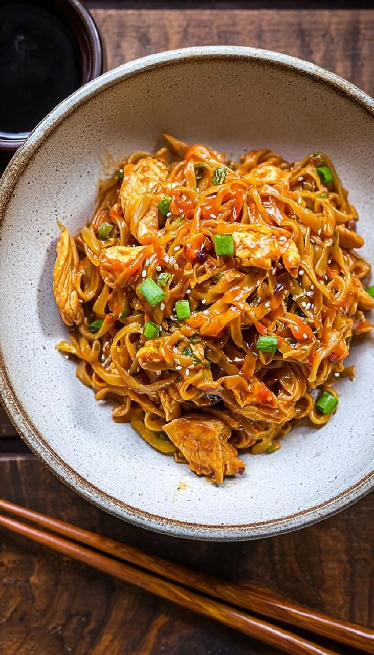 Peanut Chilli Noodles with Chicken