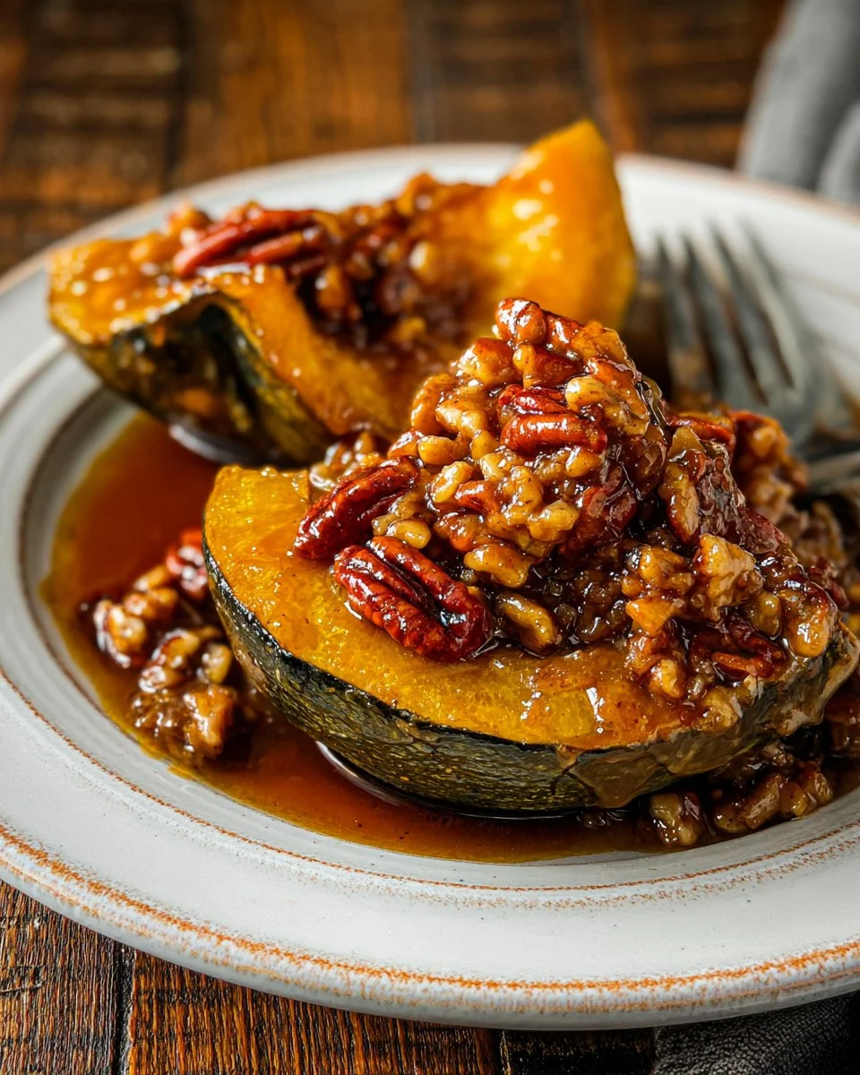 Baked Acorn Squash with Maple Pecan Glaze