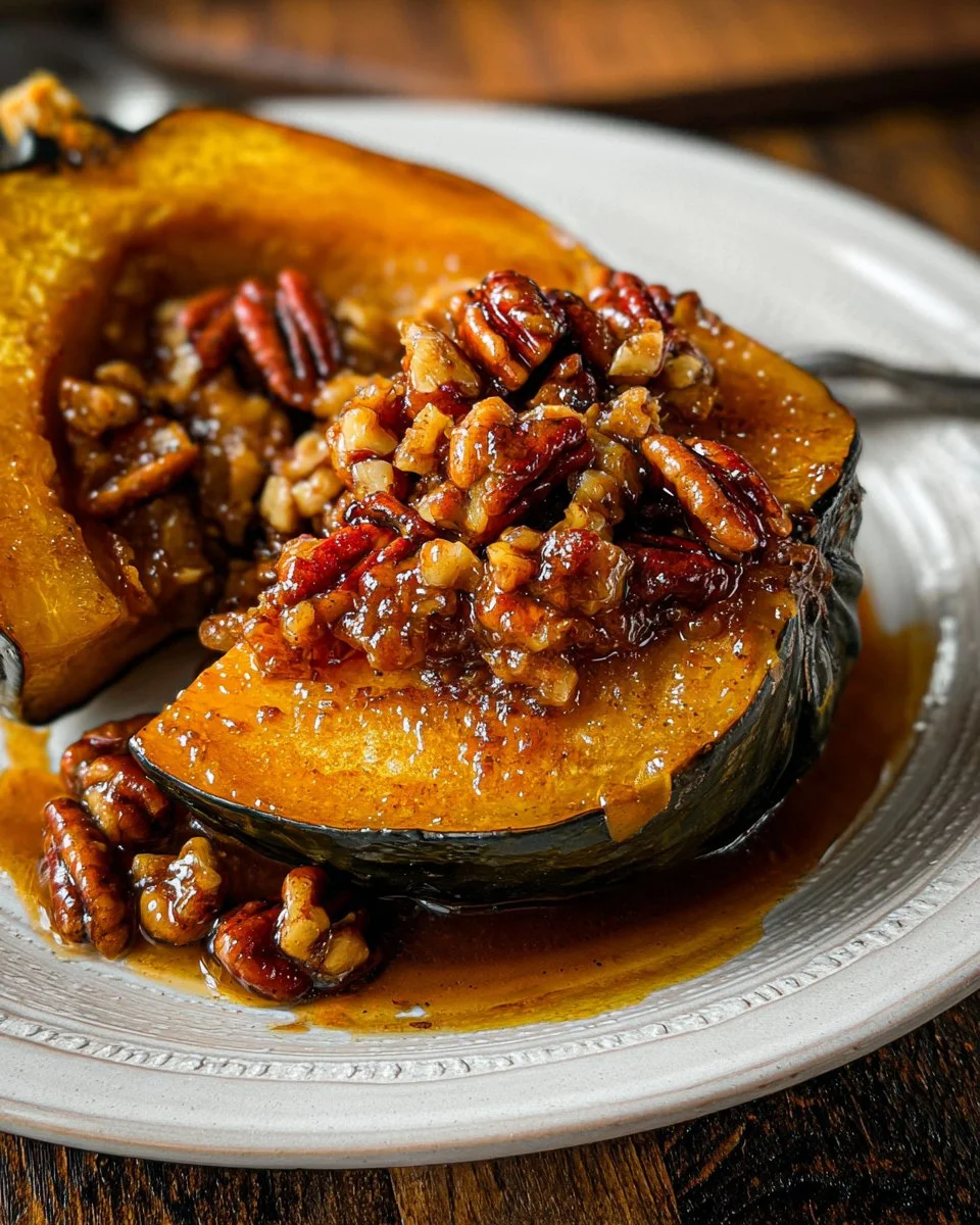 Baked Acorn Squash with Maple Pecan Glaze