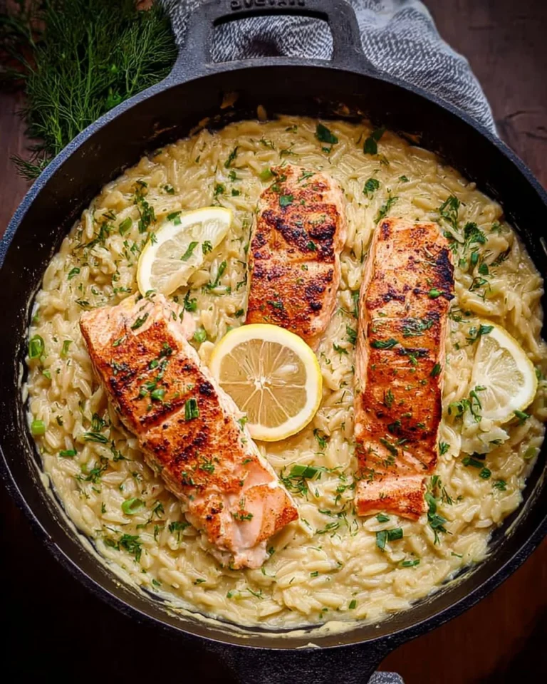 Creamy Lemon Orzo with Salmon