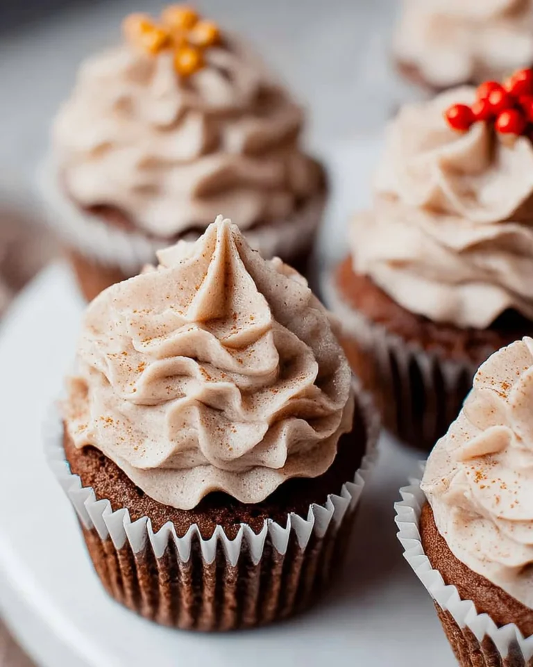 Gingerbread Cupcakes with Cinnamon Vanilla Buttercream Frosting