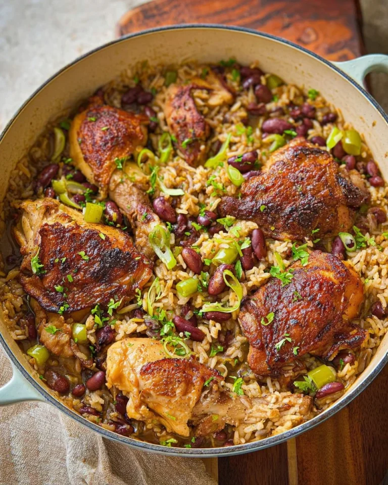 One Pot Jamaican Chicken with Rice and Peas