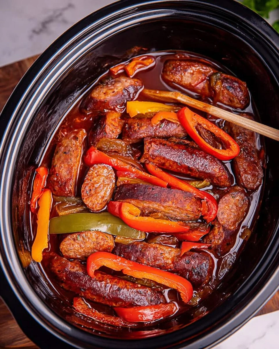 Slow Cooker Sausage and Peppers