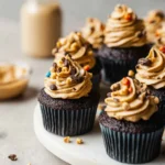Dark Chocolate Cupcakes with Creamy Peanut Butter Frosting 2