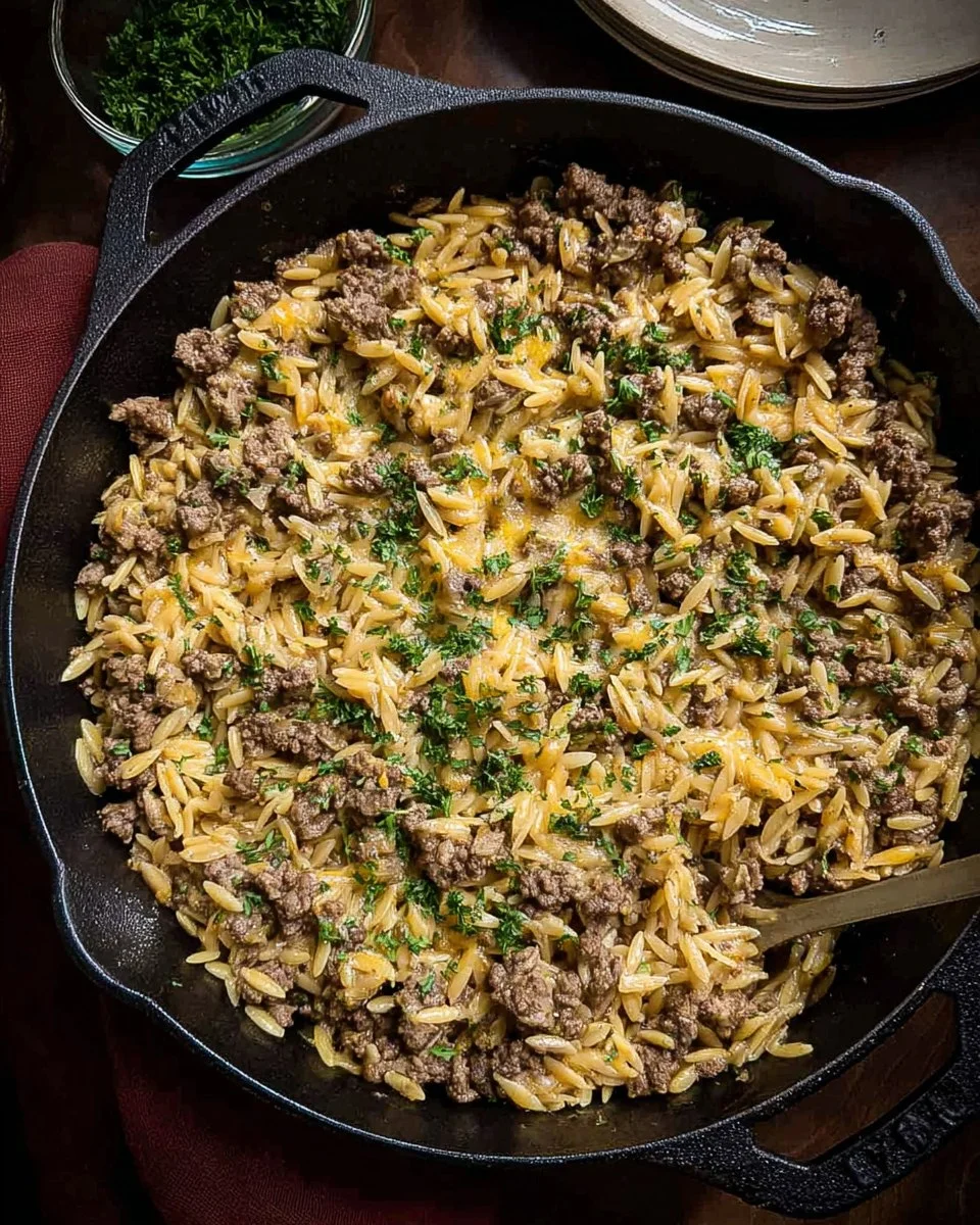 One Pan Cheesy Beef Orzo 110 One Pan Cheesy Beef Orzo