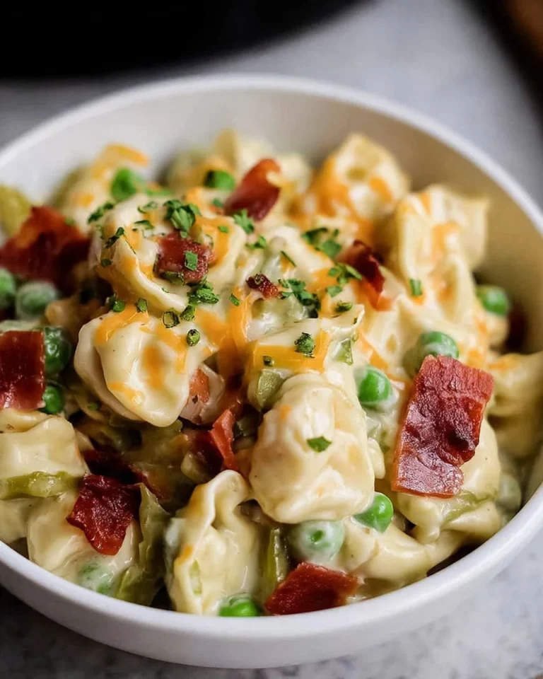 Tortellini Alfredo with Prosciutto and Peas