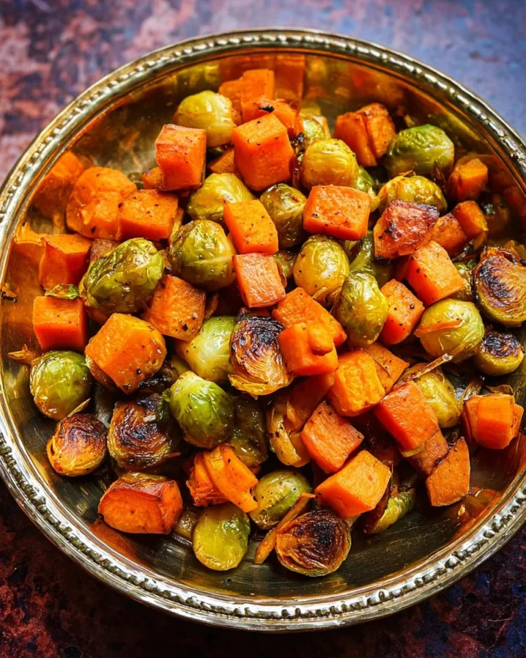 Smoky Maple Glazed Brussels Sprouts and Sweet Potatoes