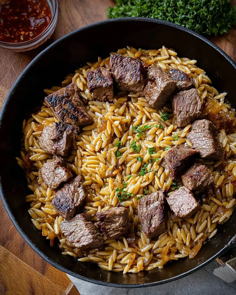 Steak and Caramelized Onion Orzo